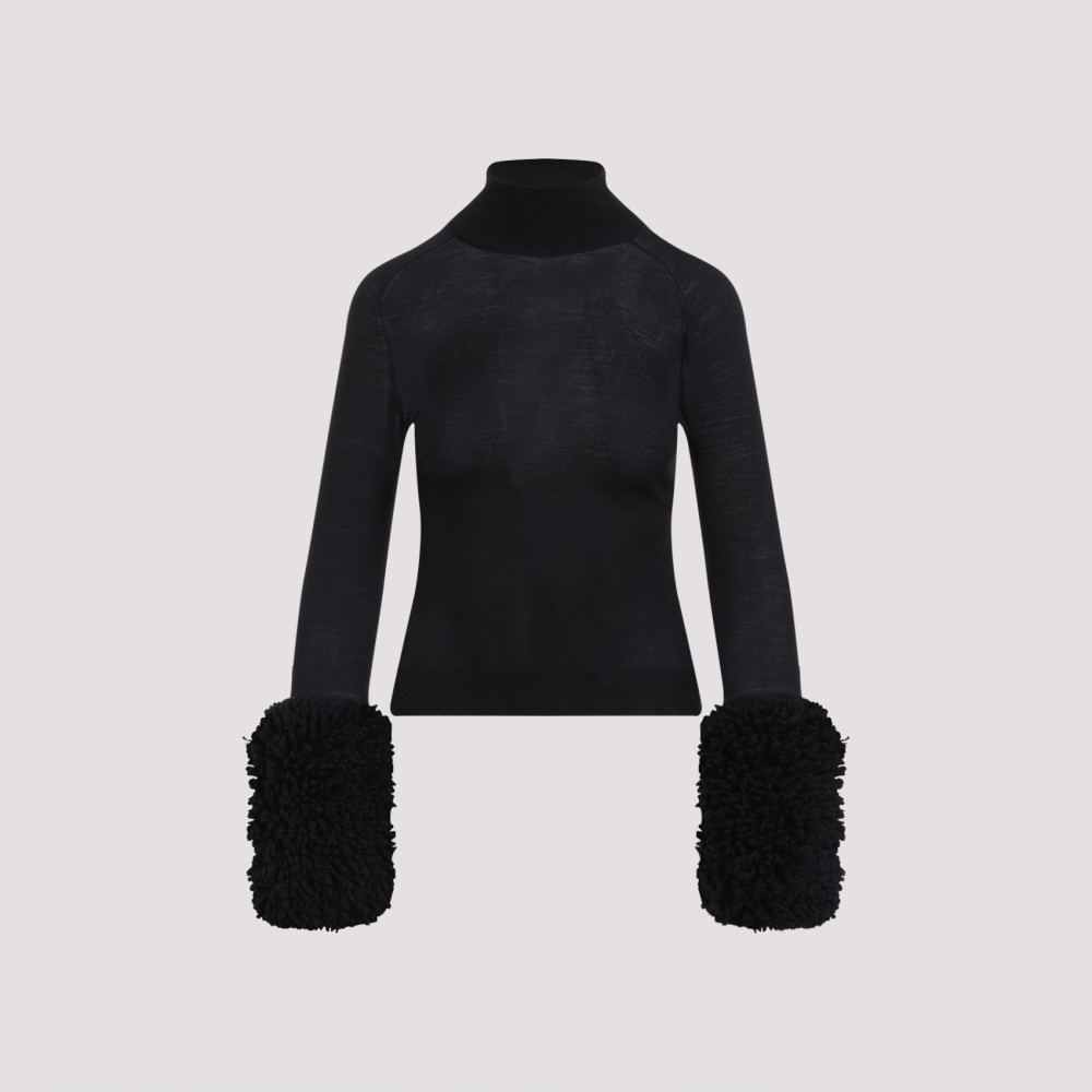 Alaïa Draped Long-sleeve Knit Bodysuit In Black