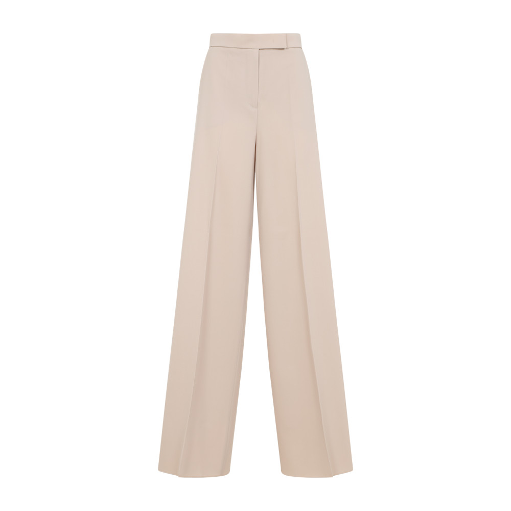 Max Mara High-waisted Wide-leg Trousers With Sharp Pleats In Beige