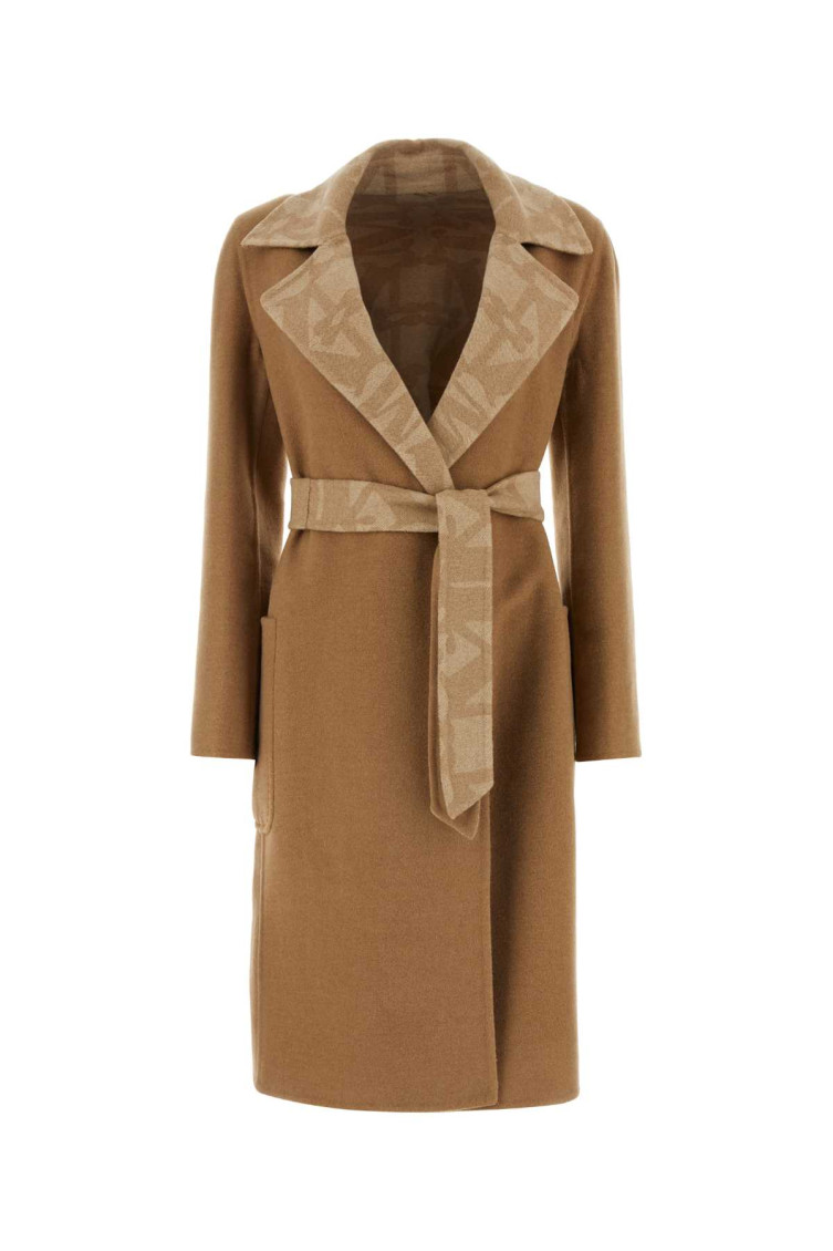 Max Mara Biscuit Camel Abito Coat In Brown