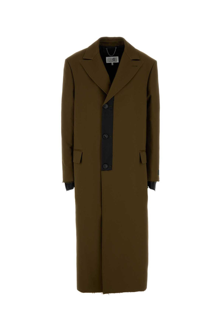 Mm6 Maison Margiela Numeric Signature Single-breasted Coat In Olive