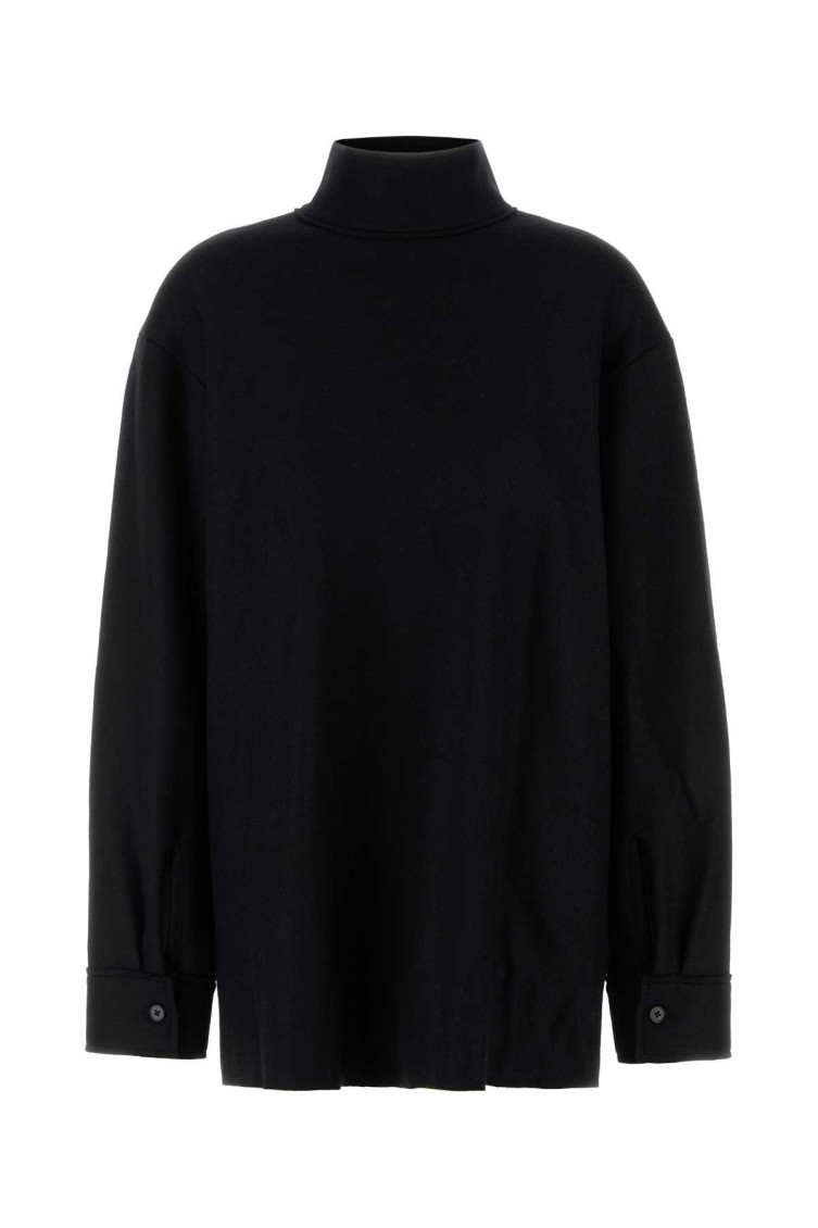 Jil Sander Black Turtleneck Top In Black