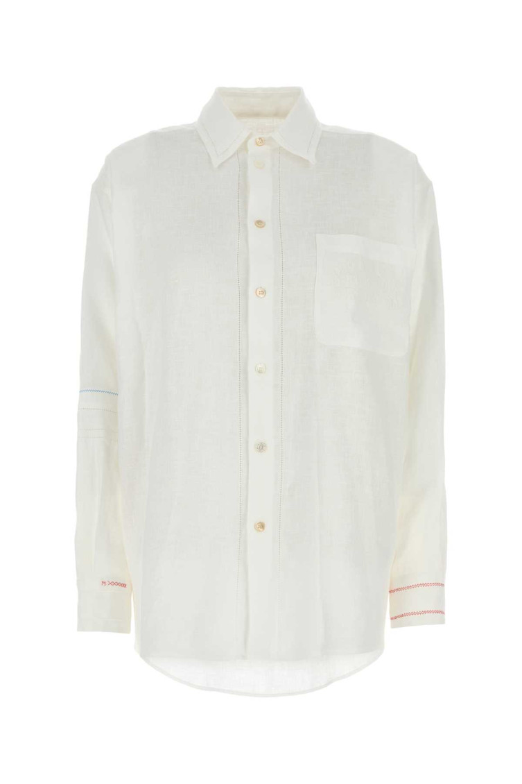 Marni Camicia In Lino Bianco Donna In White