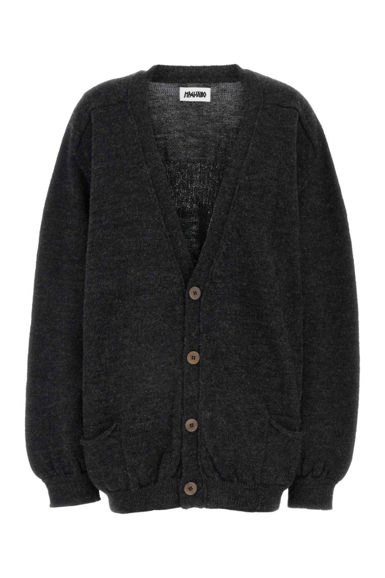 Magliano Charcoal Wool Cardigan In Grey