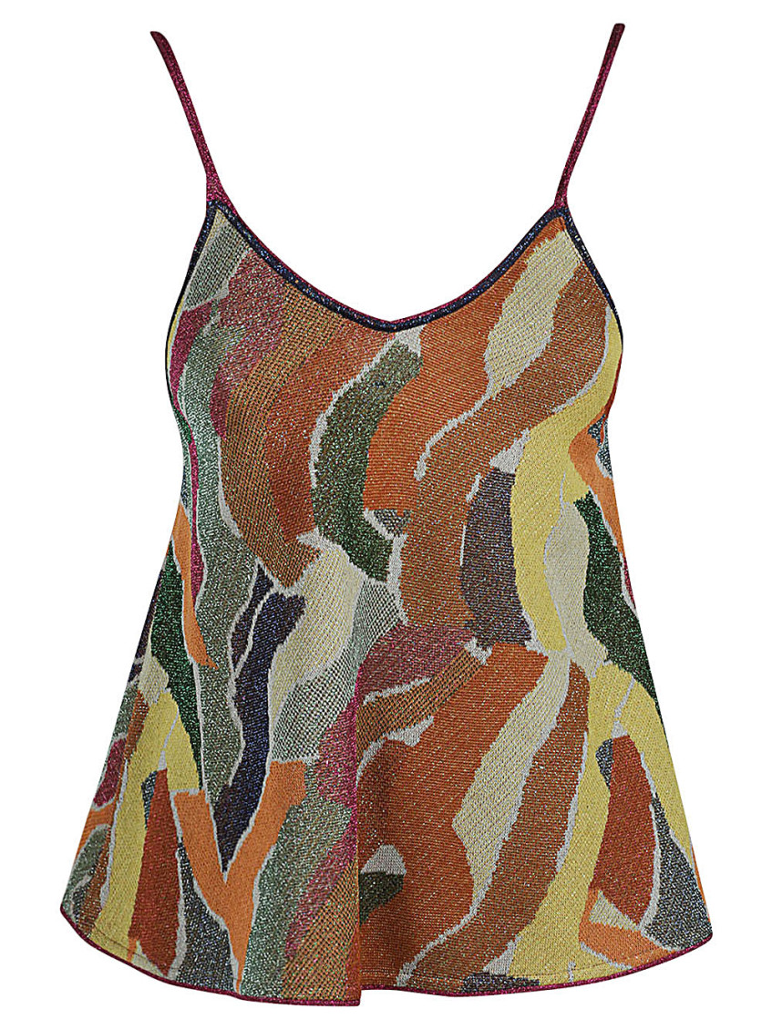 Circus Hotel Printed Lamè Knit Top In Multicolor