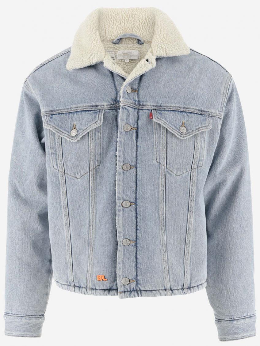 Erl X Levi's Denim Trucker Jacket - Men's - Cotton/polyester In Light Blue