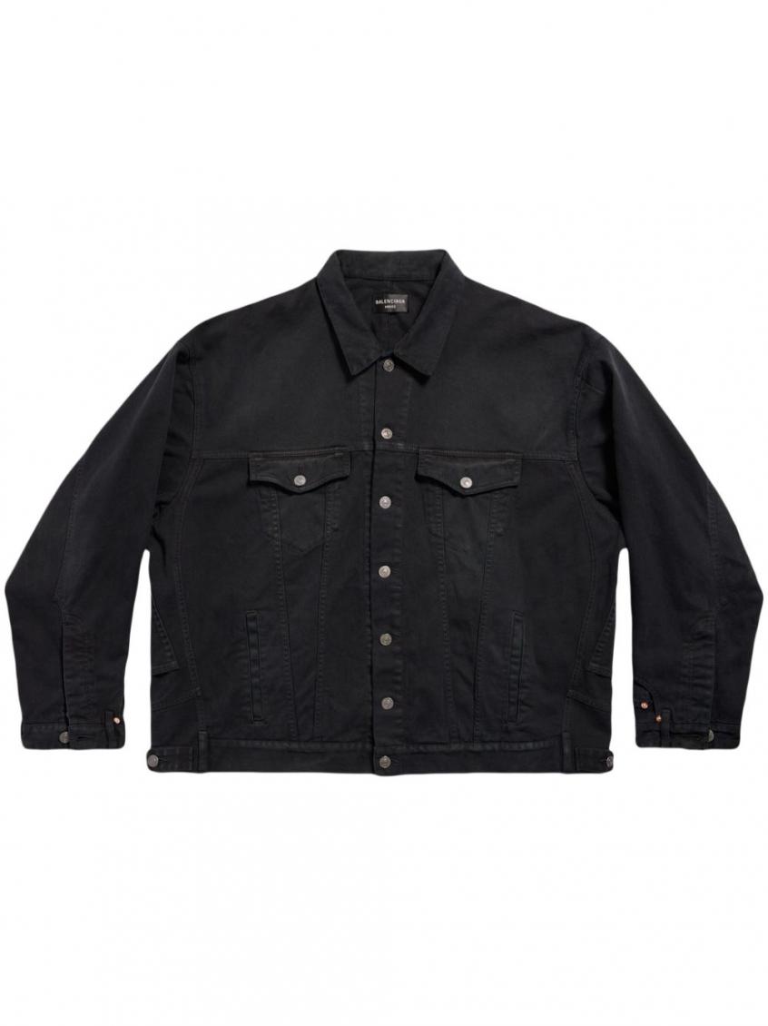 Balenciaga Political Campaign-logo Oversized Denim Jacket In Black