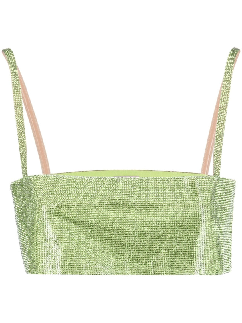 Nué Charlotte Rhinestone Top In Green