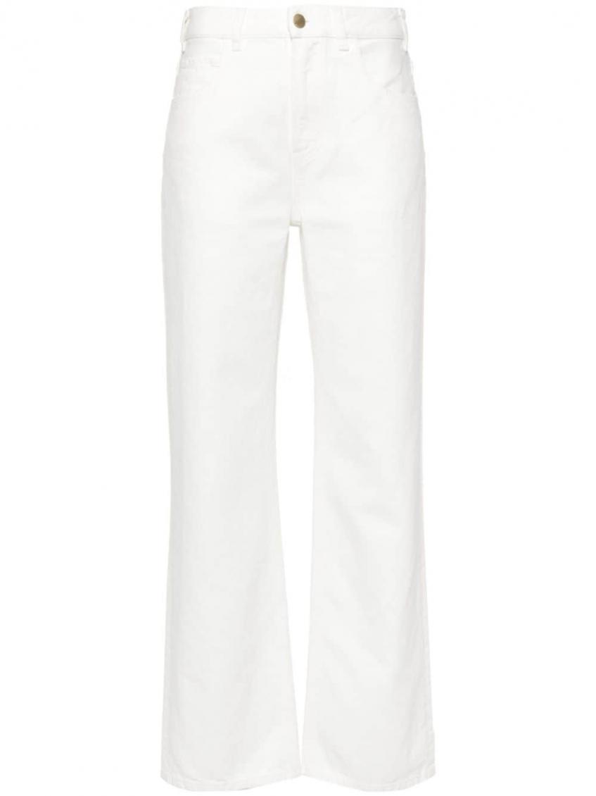 Chloé White Five-pocket Jeans With Logo Detail In Cotton Blend Denim Woman In White