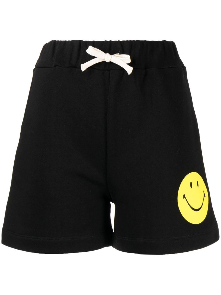 Joshua Sanders Smiley-face Print Cotton Shorts In Black
