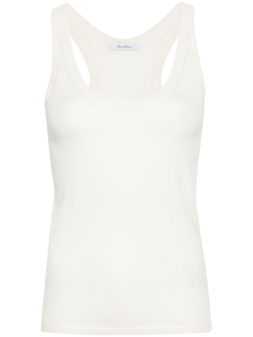 Max Mara Knitted Cashmere Tank Top With Racerback In White