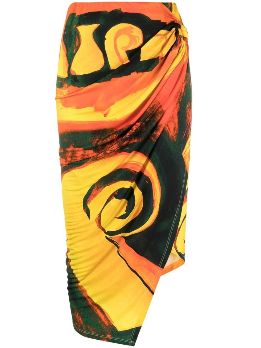 Shop Louisa Ballou Multicolor Long Printed Draped Skirt