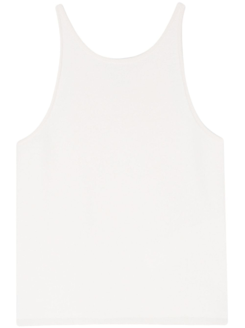Max Mara Knitted Wool Scoop Neck Sleeveless Top In White