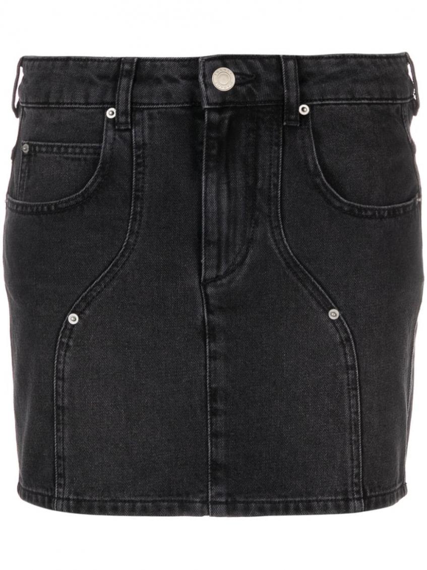 Isabel Marant Black Vesna Denim Mini Skirt In Black