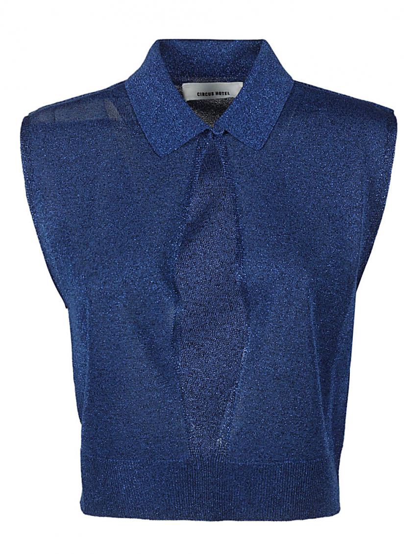 Circus Hotel Wide Leg Viscose Trousers In Blue