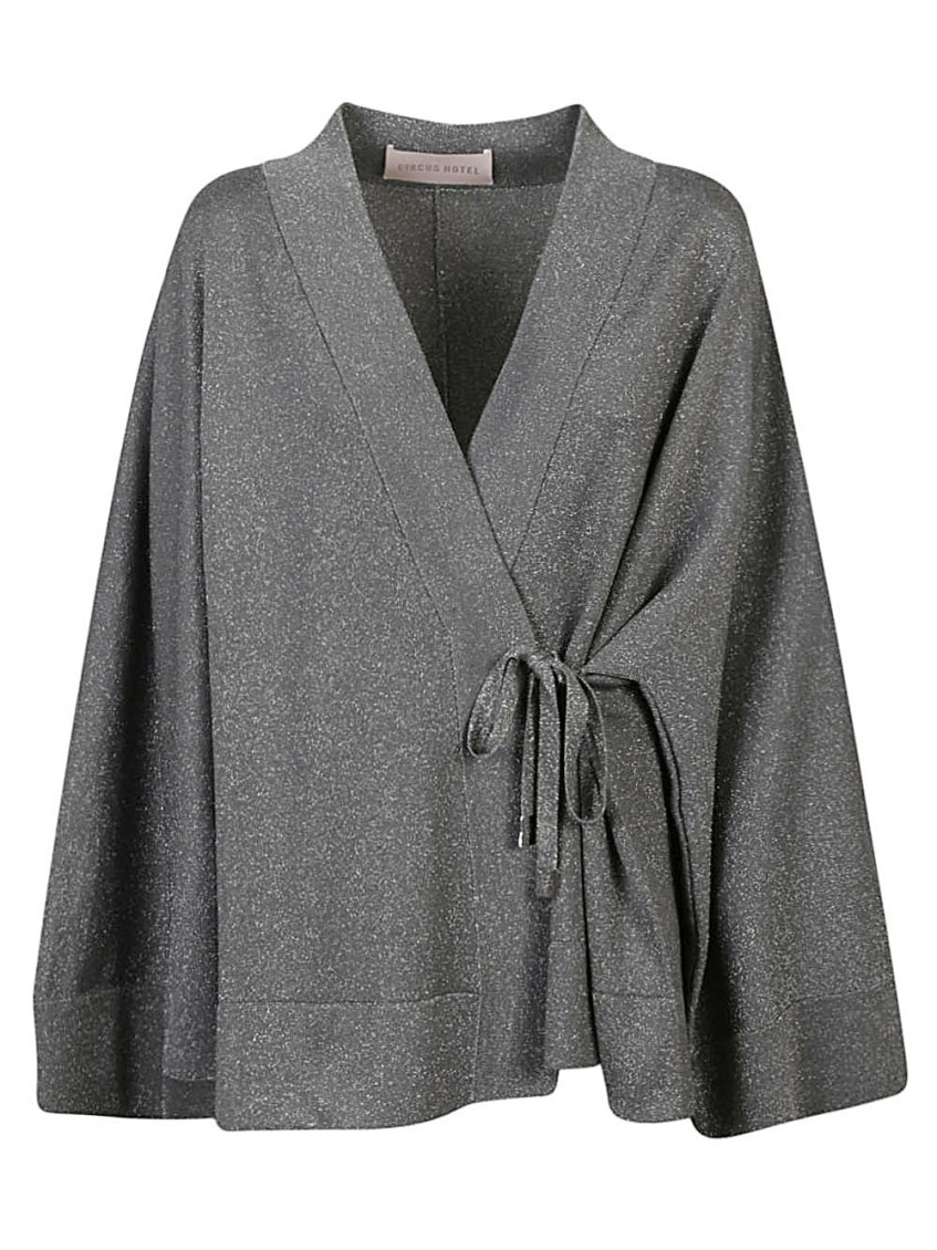 Circus Hotel Gray Viscose Short Kimono For Women Fw23 In Dark Grey
