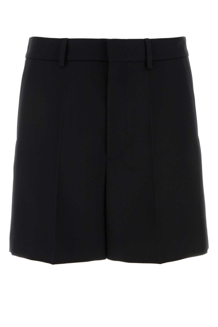 Valentino Garavani Black Bermuda Shorts With Vlogo Print In Toile Iconographe Man In Black