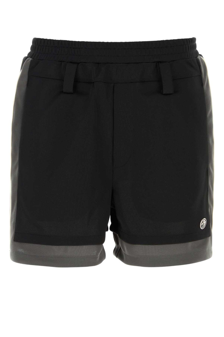Ambush Bermuda Shorts With Elastic Waistband And Side Stripes In Black