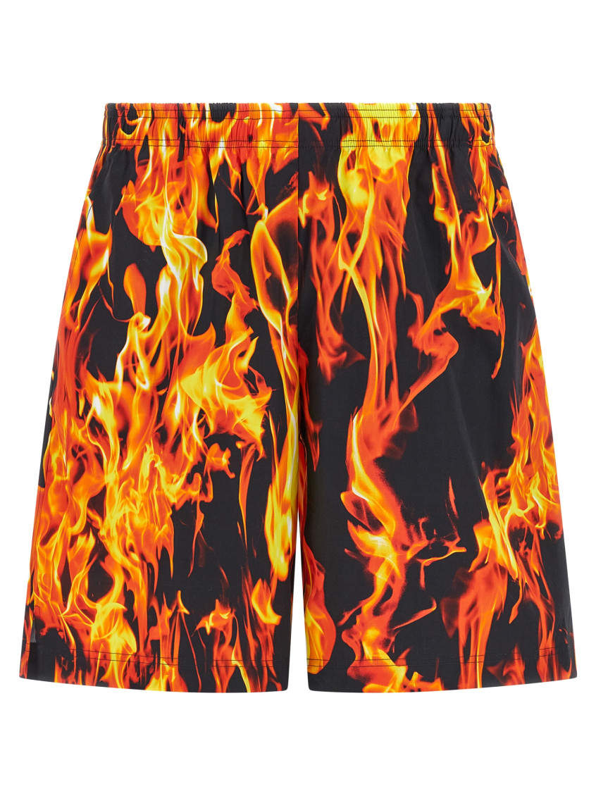 Vetements Multicolor Black & Orange Fire Bermuda Shorts In Multicolor
