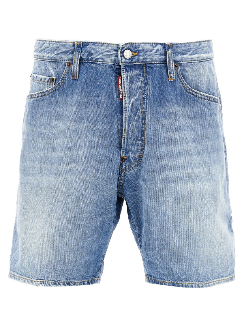 Dsquared2 Blue Jeans With Five-pocket Design And Logo Patch On The Back In Denim Man In Light Blue