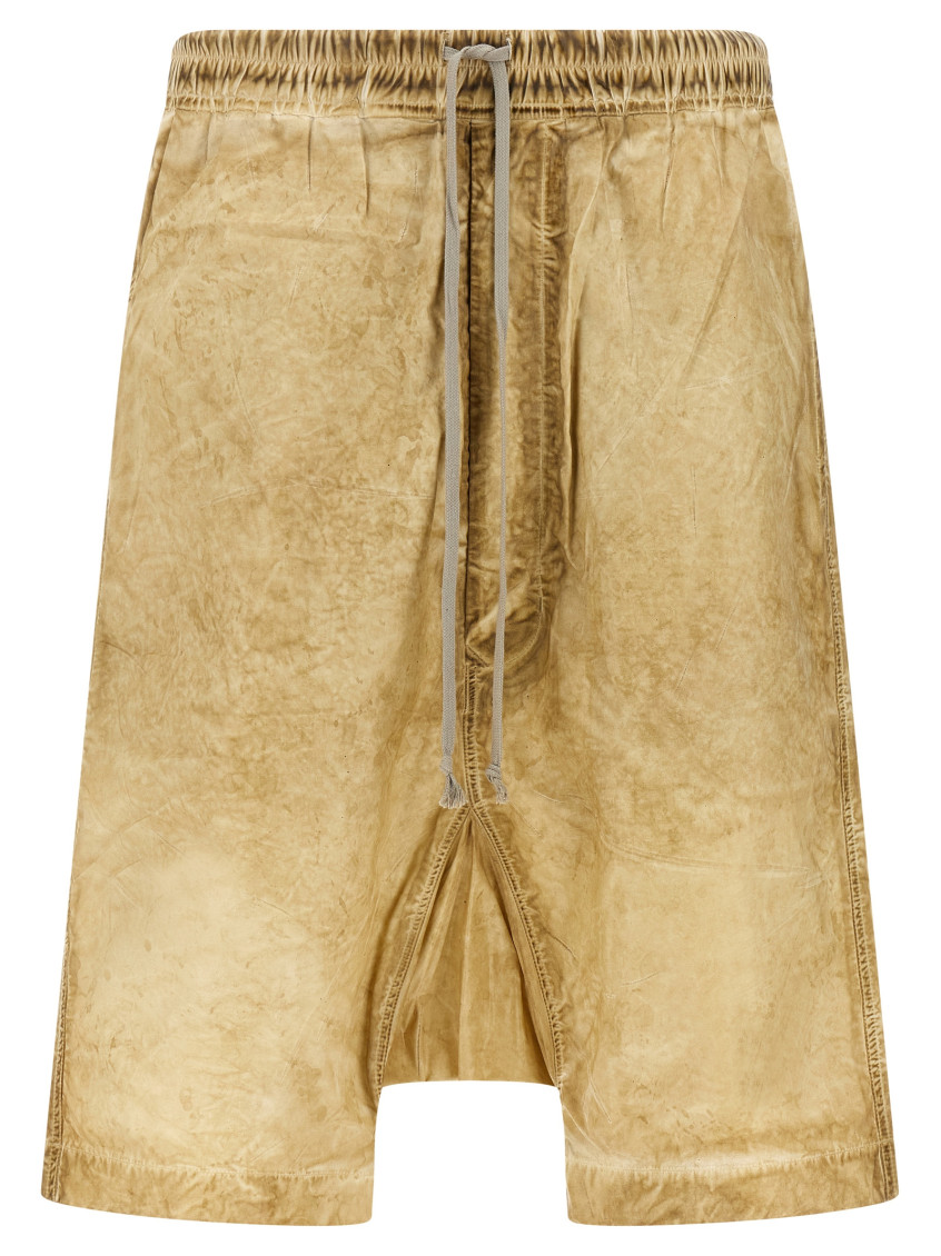 Rick Owens Beige Drawstring Pods Bermuda Shorts In Beige