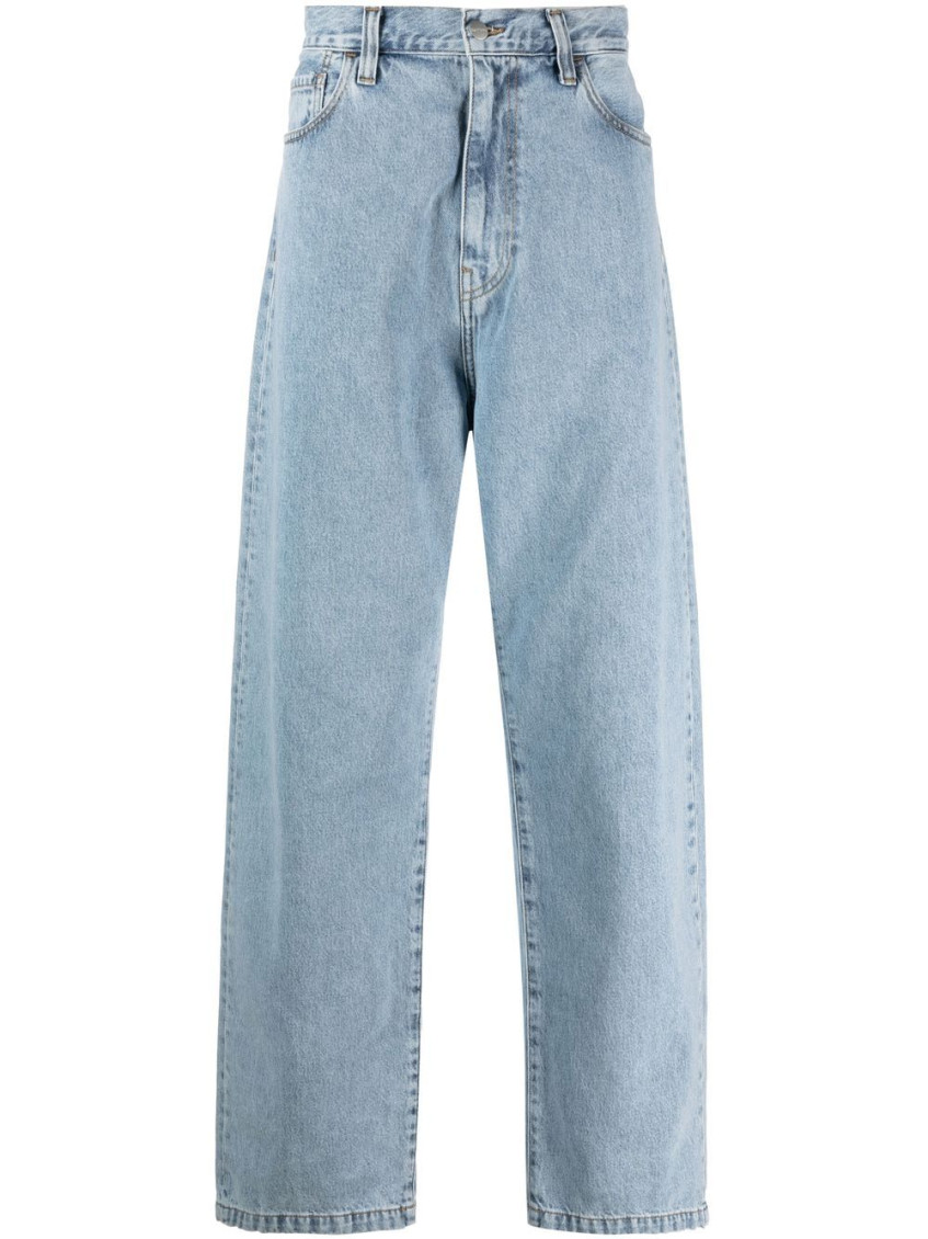 Carhartt Wide Leg Cotton Blend Denim Trousers In Light Blue