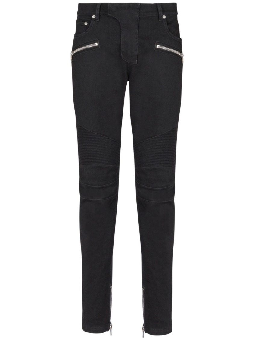 Shop Balmain Black Biker Slim Fit Jeans