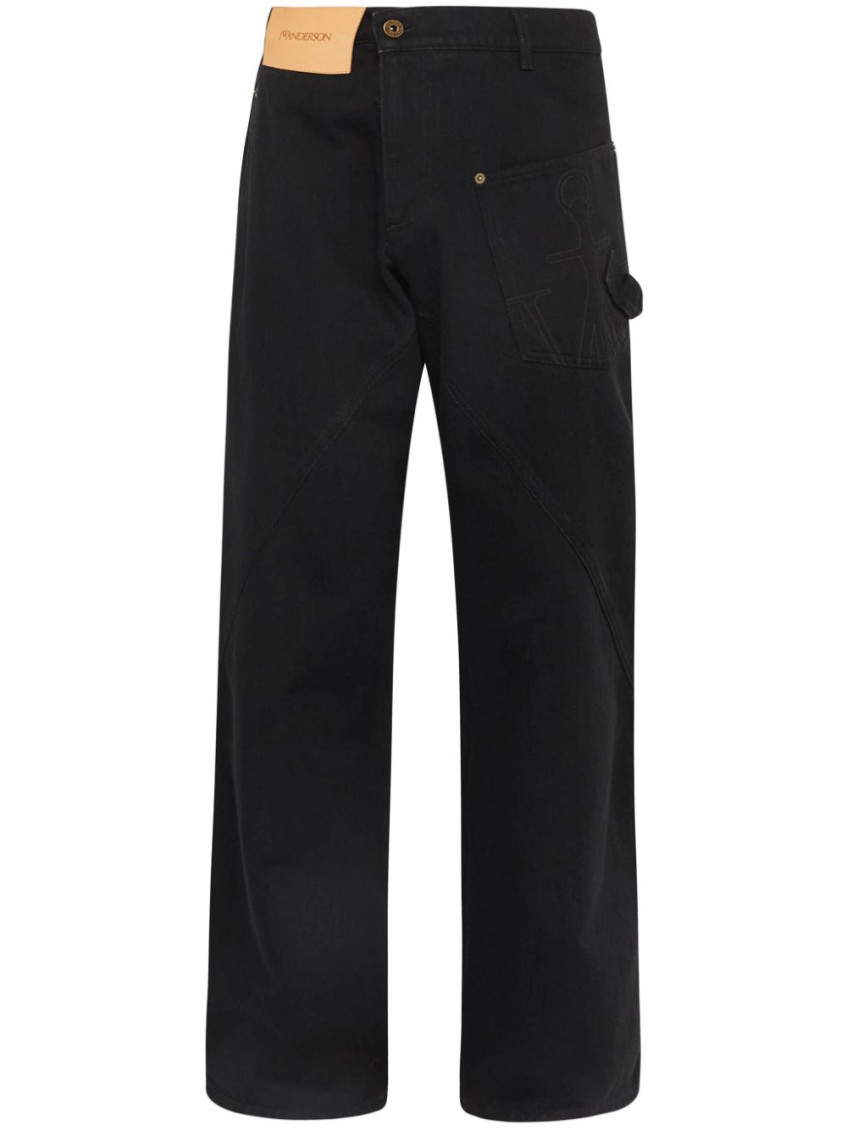 Jw Anderson Twisted Workwear Denim Jeans In Black