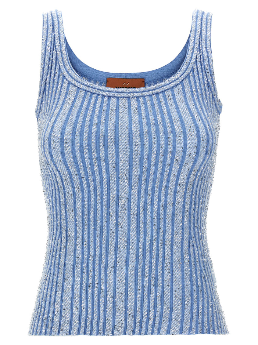 Shop Missoni Light Blue Sequin Tank Top