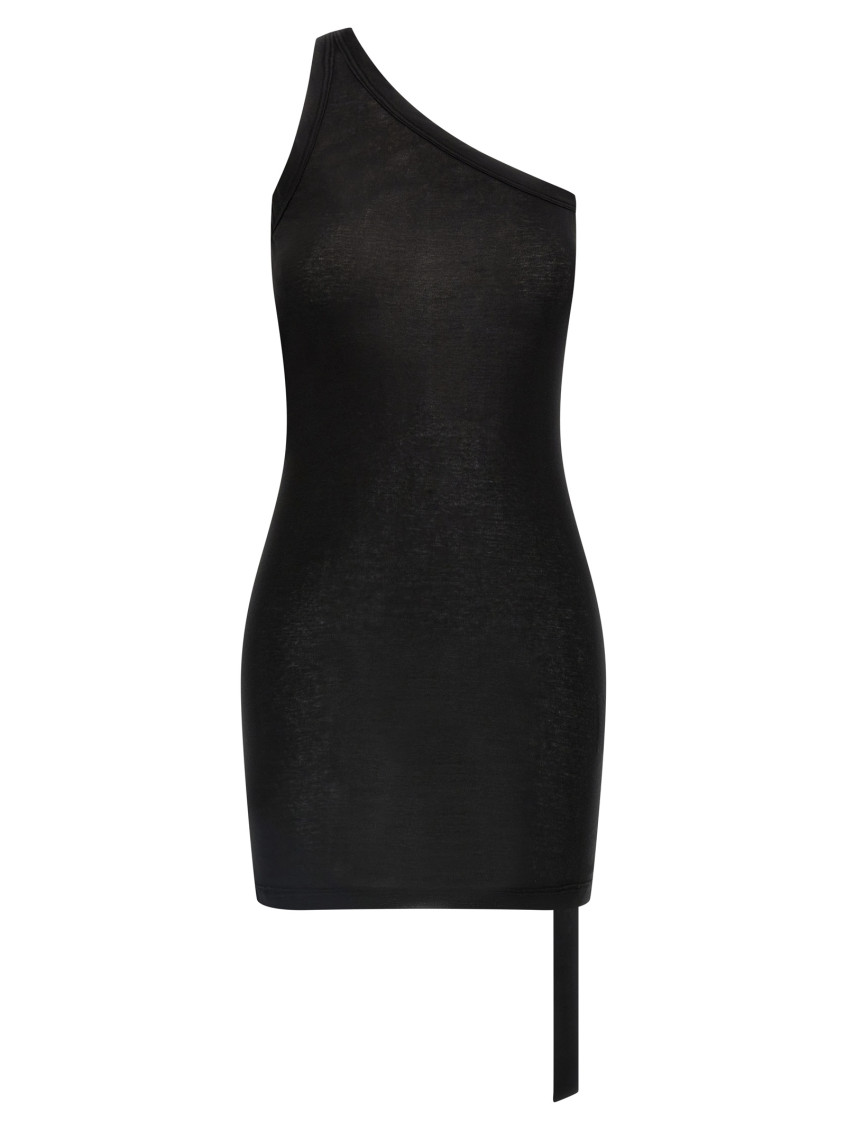 Rick Owens Black One Shoulder Tank Top In Black