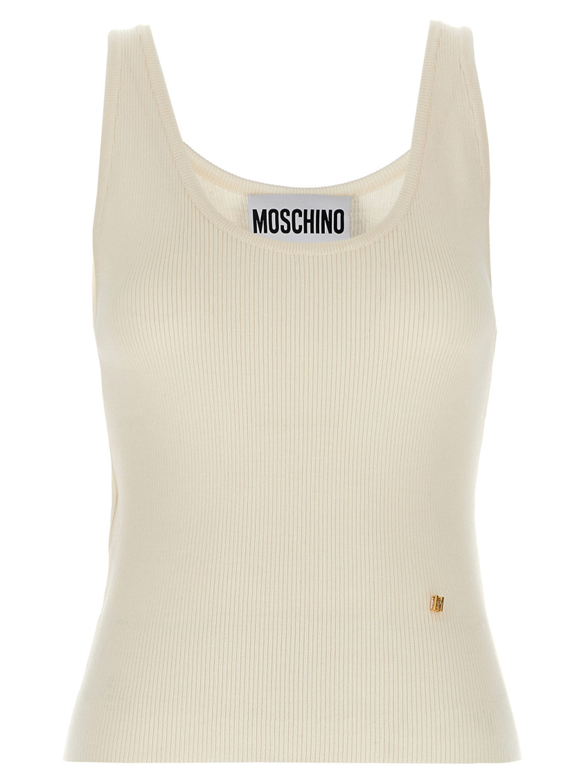 Moschino Knit Tank Top With Golden M In White