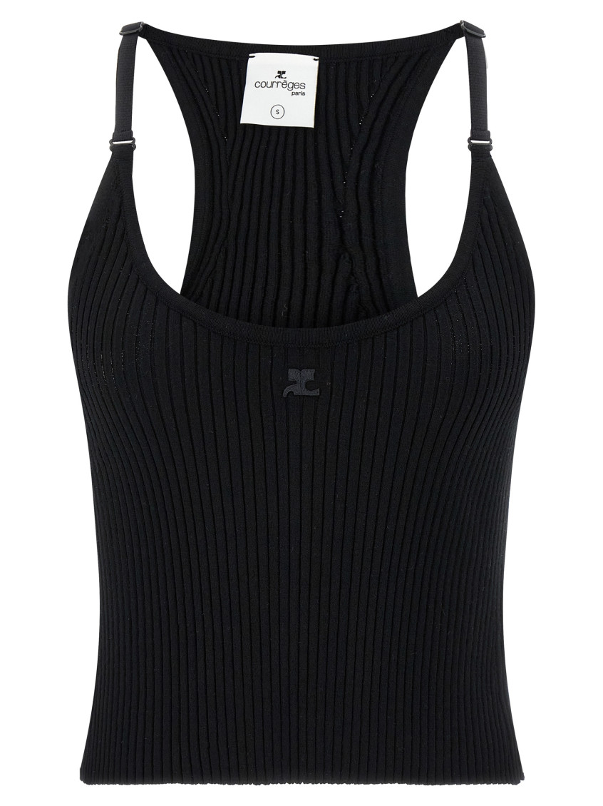 Shop Courrèges Black Scuba Rib Top