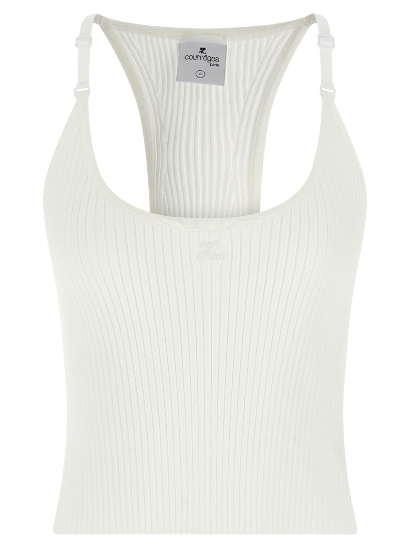 Shop Courrèges White Scuba Rib Top