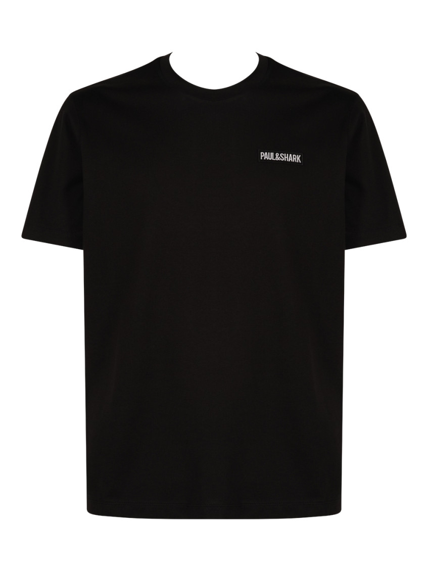 Shop Paul & Shark Black Embroidery Logo T-shirt