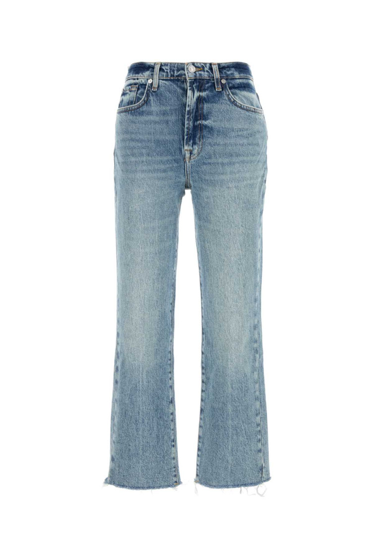 7 For All Mankind Logan Stovepipe Jeans In Stretch Denim In Light Blue