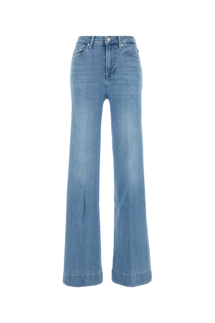 7 For All Mankind Modern Dojo Flared Leg Denim Trousers In Light Blue