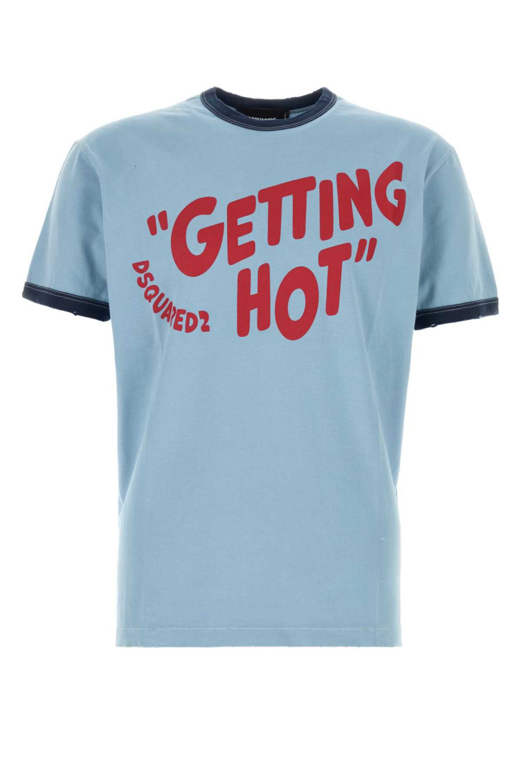 Dsquared2 T-shirt In Cotone Azzurro Pastello Uomo In Light Blue