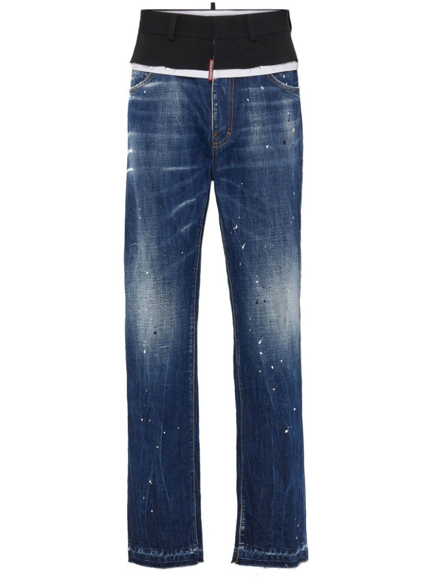 Dsquared2 Paint Splatter Washed Jeans In Blue