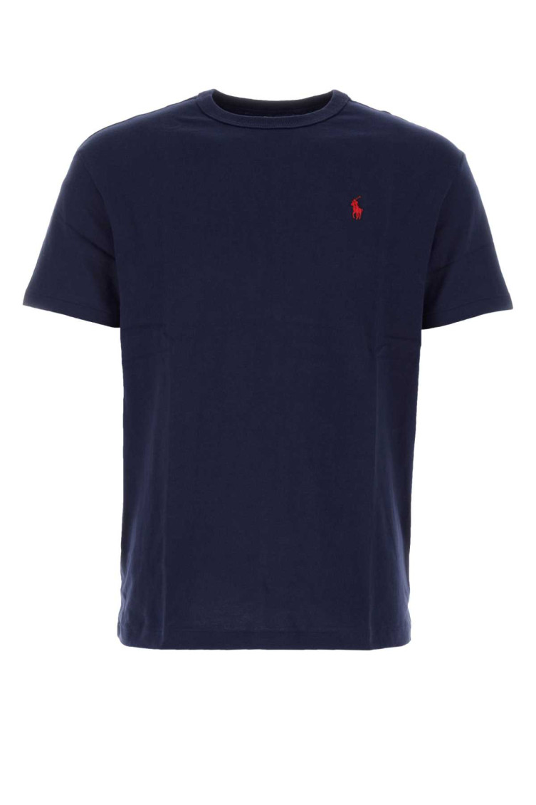 Polo Ralph Lauren Blue Crewneck T-shirt With Pony Embroidery On The Front In Blue