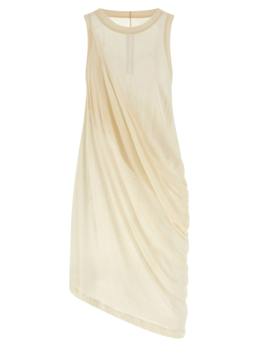 Rick Owens Anthem Draped Cotton-jersey Tank Top In Beige