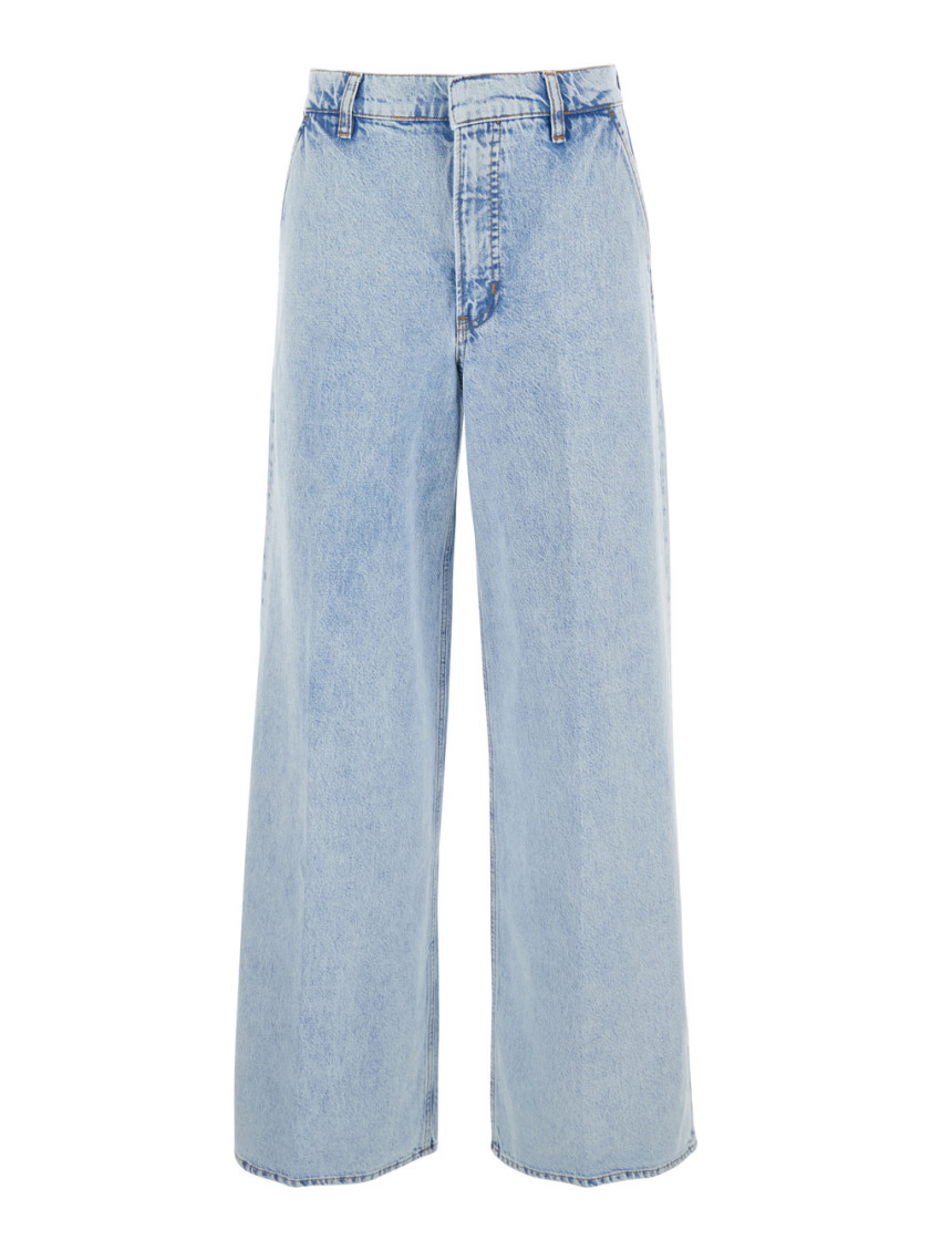 Frame Light Blue Wide Jeans In Light Blue