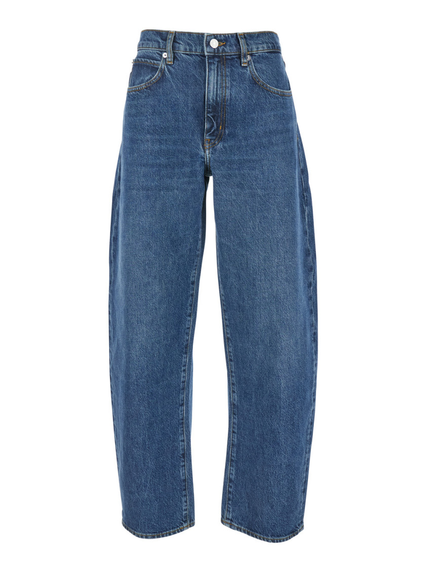 Frame Womens Caramia Low Slung Barrel Straight-leg High-rise Recycled-denim Jeans In Blue