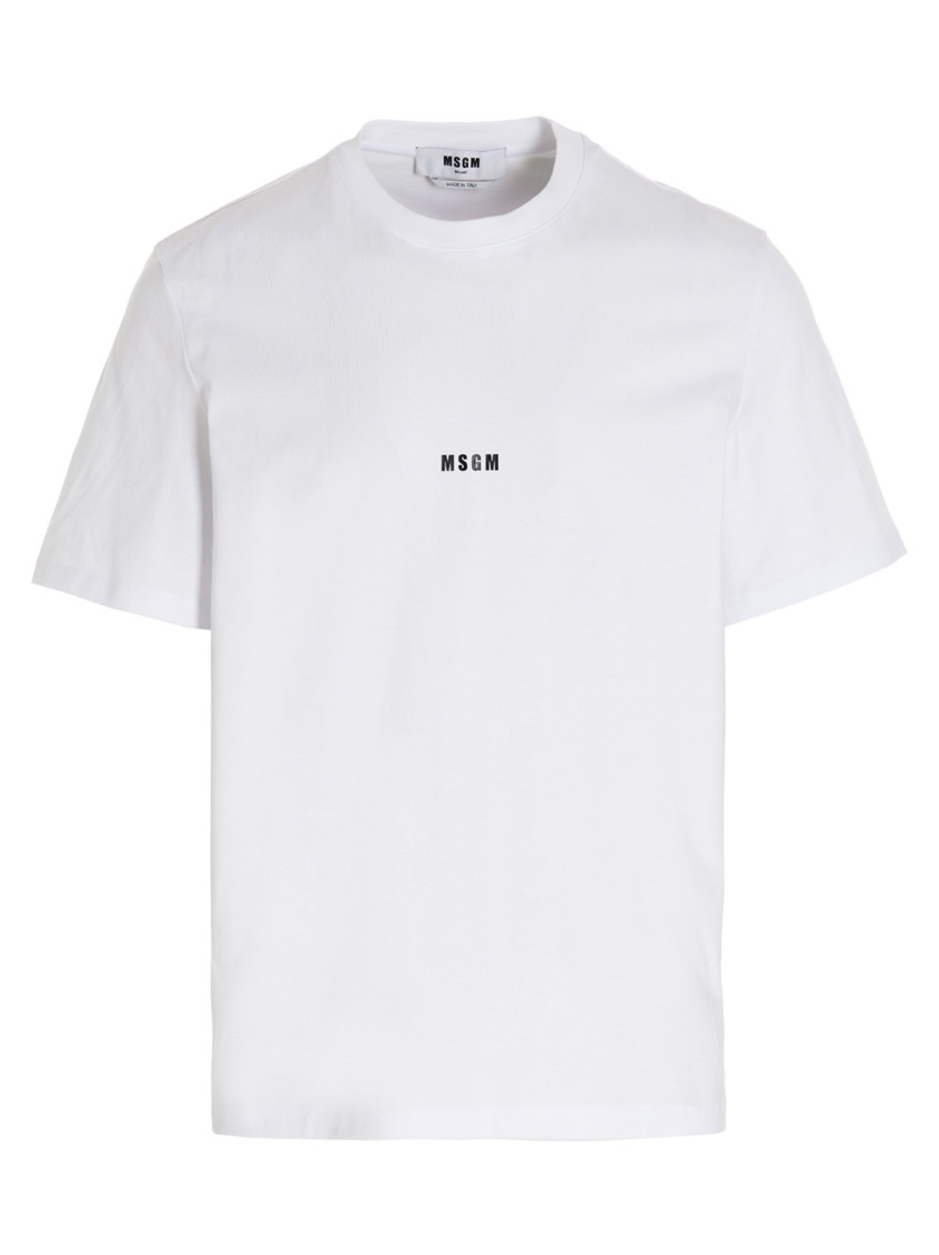 Msgm T-shirt Bianca Logo Minimal In White