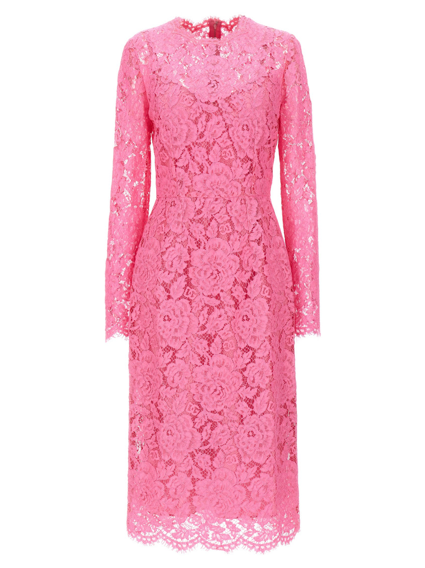 Dolce & Gabbana Light Pink Lace Sheath Dress In Light Pink