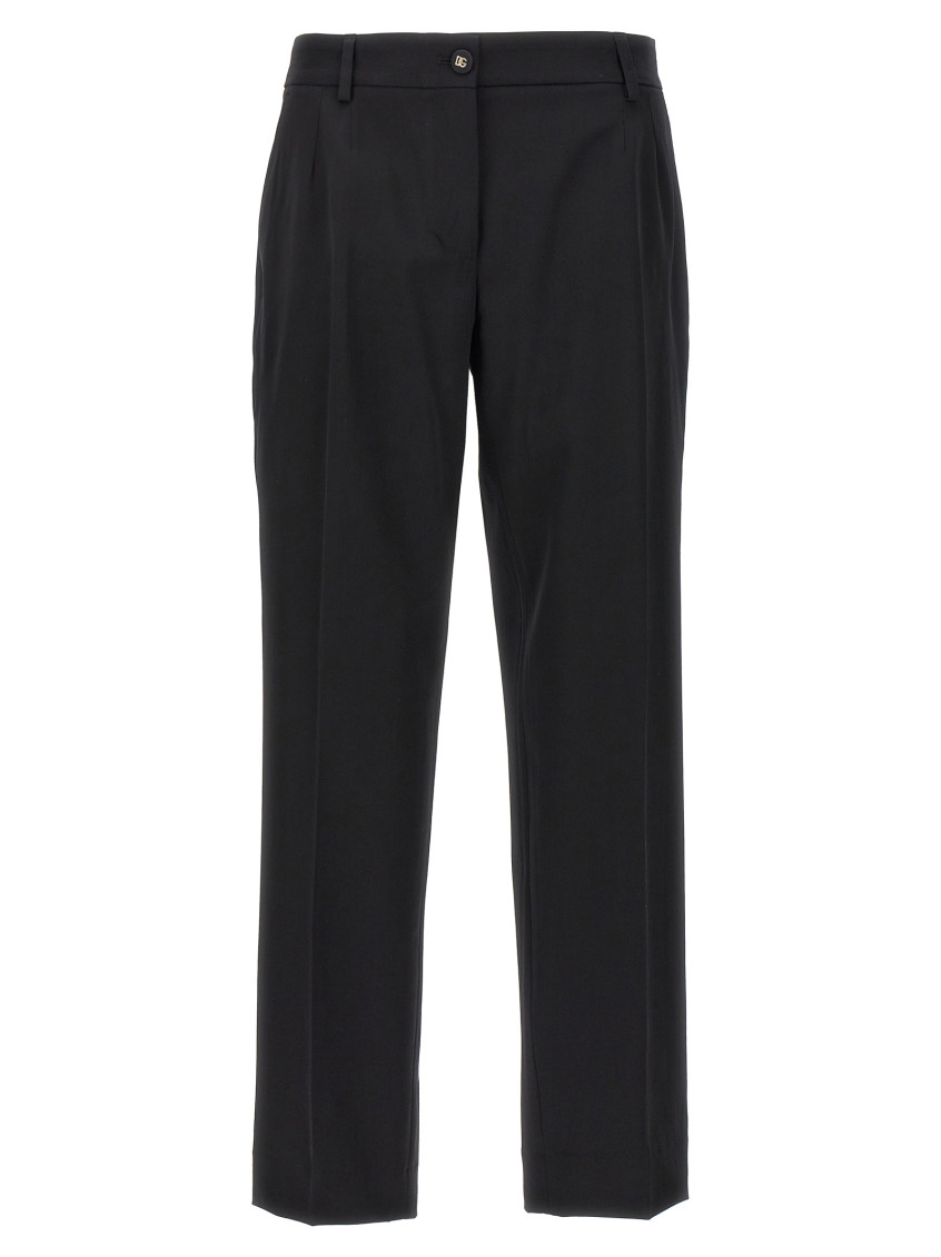 Dolce & Gabbana Wool Canvas Trousers Pants Black In Black
