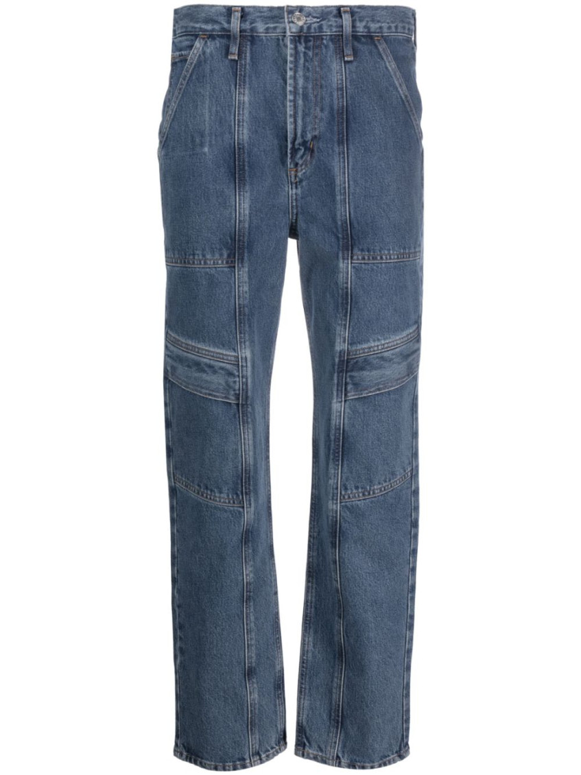 Agolde Cooper Straight Denim Cargo Jeans In Blue