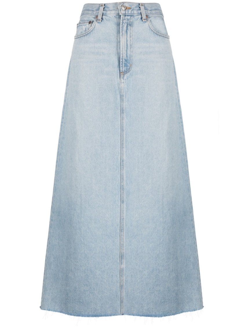 Shop Agolde Light Blue Denim Maxi Skirt In Sky Blue