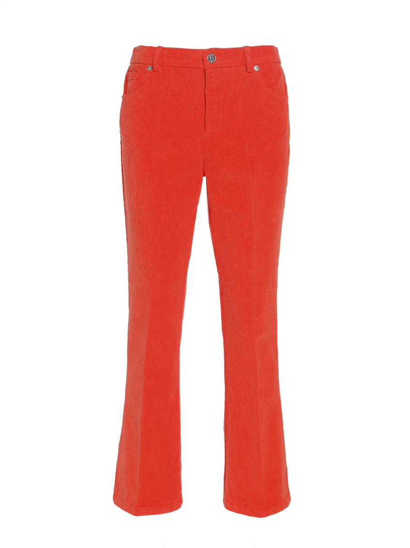 I LOVE MY PANTS ORANGE VELVET CROPPED FLARED TROUSERS