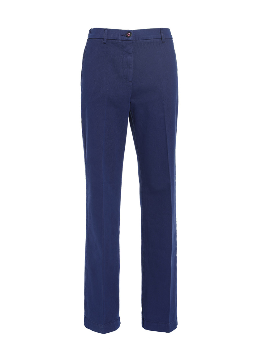 I Love My Pants Blue Cotton Trousers In Blue
