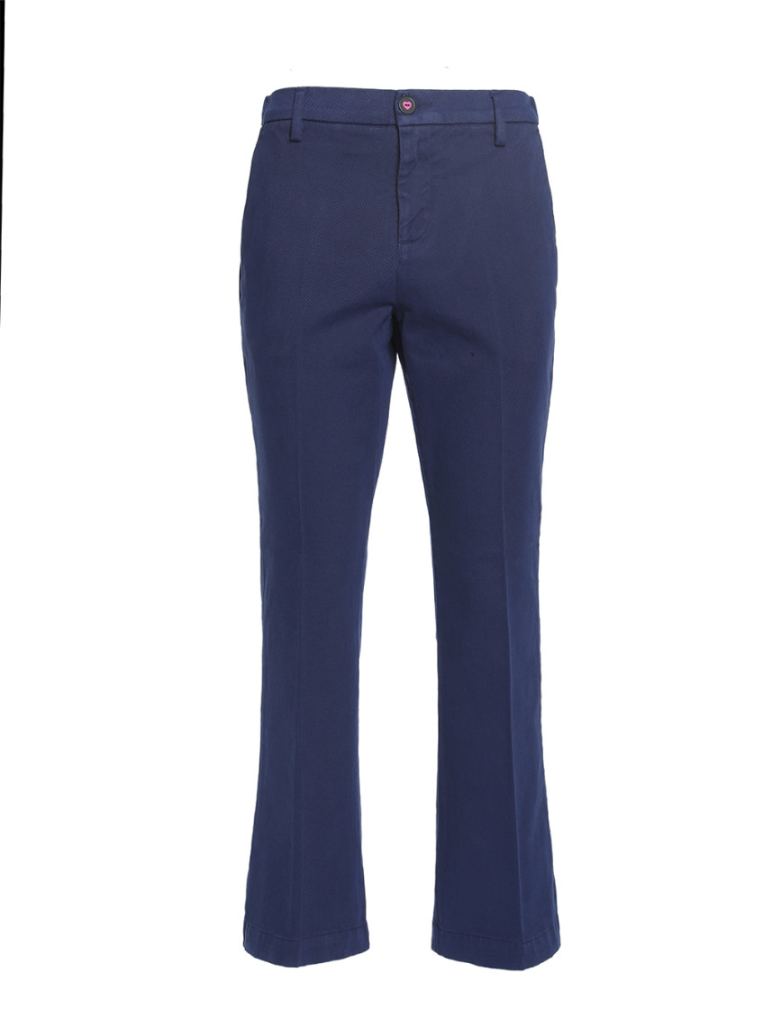 I LOVE MY PANTS BLUE COTTON CROPPED FLARED TROUSERS