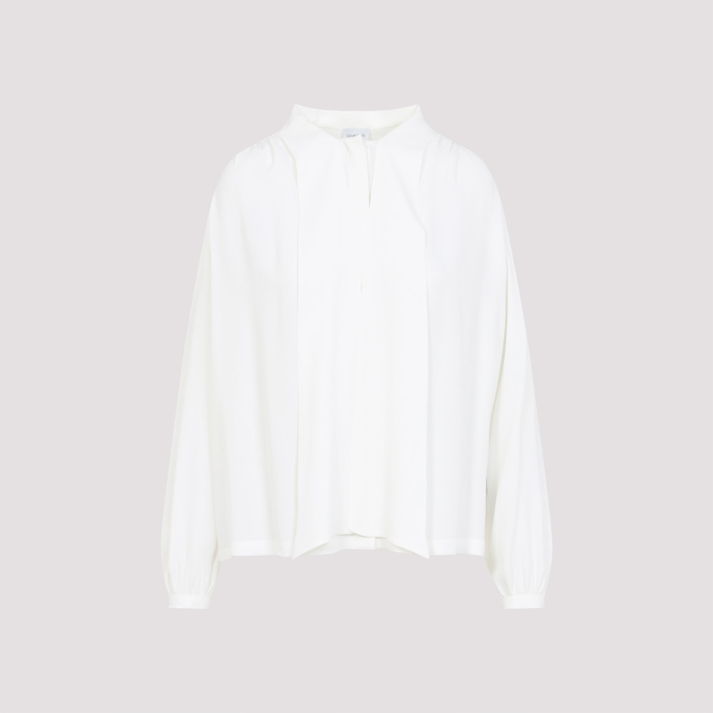 Giambattista Valli Long-sleeved Blouse In Silk Blend In White